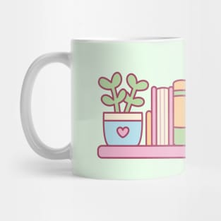 Books, Plants and Cute Cat Doodle Mug